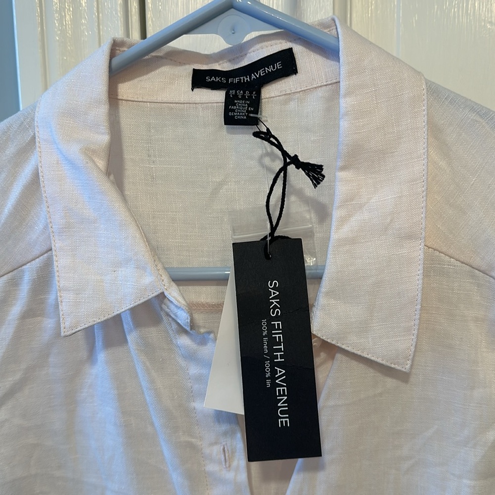 Saks Fifth Avenue 100% Linen Dress, New With Tags- Never Worn, Size Large. - Picture 3 of 11